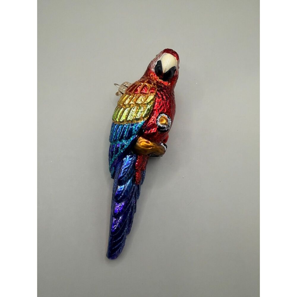 Kurt Adler Noble Gems Glass Parrot Ornament Colorful Glitter Christmas Tropical